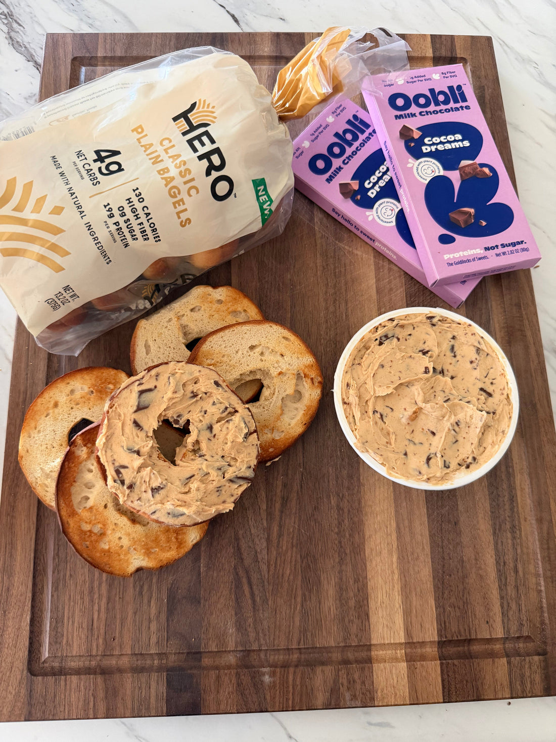 Low-Sugar Chocolate Peanut Butter Spread (Featuring Hero Bagels)