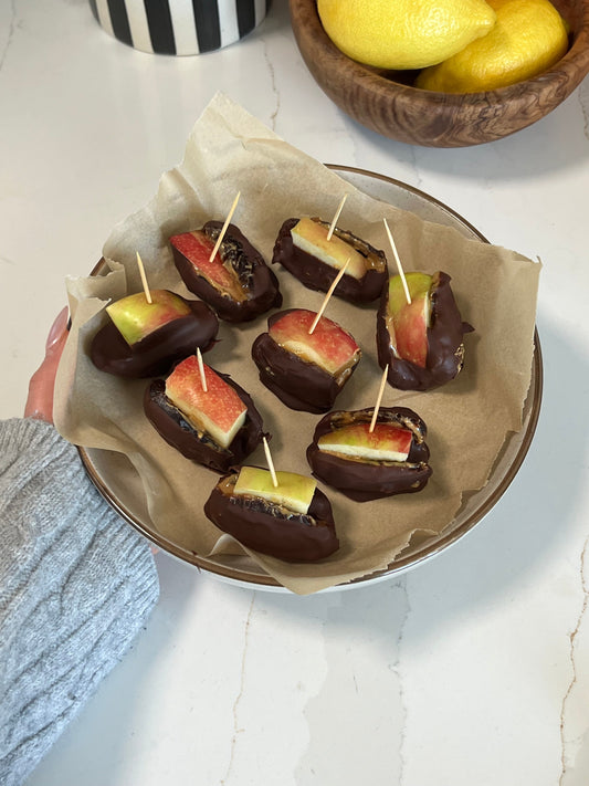 Chocolate-Dunked PB Date Candy Apples