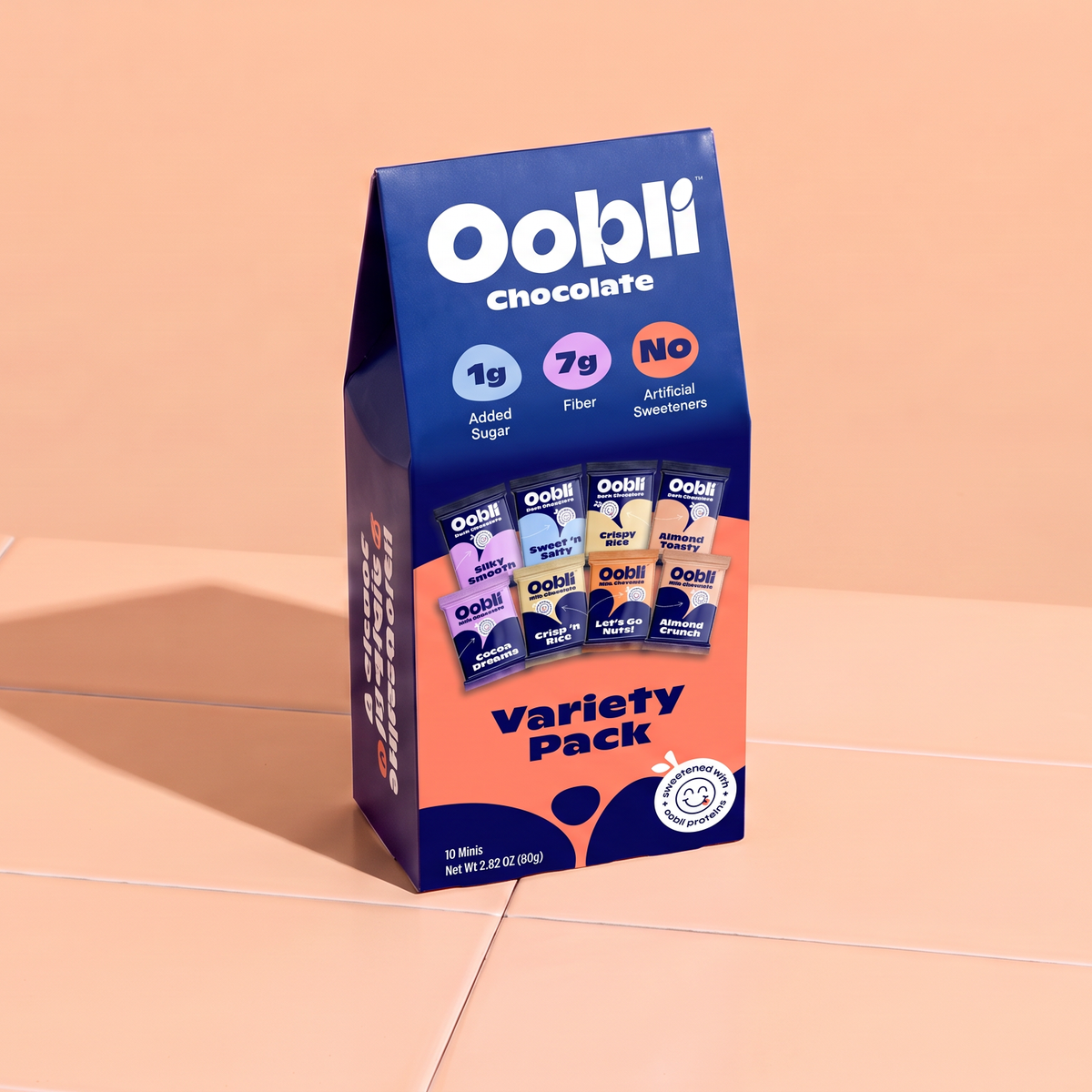 Meet the world's first protein-sweetened chocolate. Super low sugar, no sugar alternatives. Milk chocolate has only 1g added sugar/serv, and dark chocolate has only 1g total sugar/serv. Milk chocolate flavors: plain, crisp, almond & peanut. Dark chocolate flavors: plain, sea salt, almond & crisp.