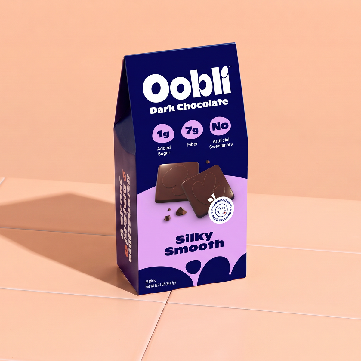 The world's first ever protein-sweetened chocolate made with Oobli plant-based sweet proteins.
80% less sugar than similar dark chocolate brands.
Only 1g of total sugar per serving.
8g of fiber/serv. and low in net carbs.
Made with the cleanest ingredients.
Delicious creamy dark chocolate.
