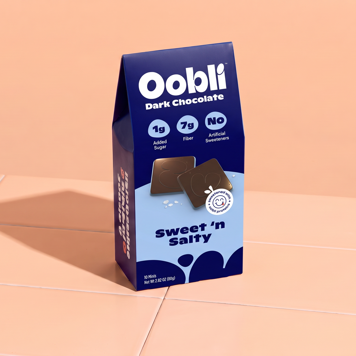 The world's first ever protein-sweetened chocolate made with Oobli plant-based sweet proteins.
80% less sugar than similar dark chocolate brands.
Only 1g of total sugar per serving.
8g of fiber/serv. and low in net carbs.
Made with the cleanest ingredients.
Delicious creamy dark chocolate with sea salt sprinkles.