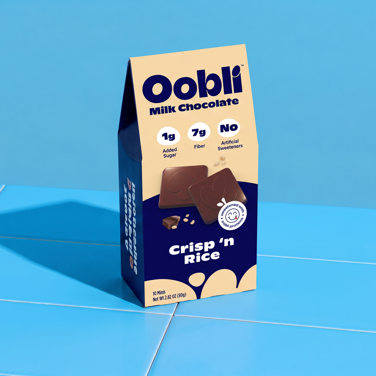 The world's first ever protein-sweetened chocolate made with Oobli plant-based sweet proteins.
70% less sugar than similar milk chocolate brands.
Only 1g of added sugar per serving.
Low in net carbs.
Made with the cleanest ingredients.
Delicious, creamy milk chocolate and crisp rice sweetened with groundbreaking Oobli sweet proteins.