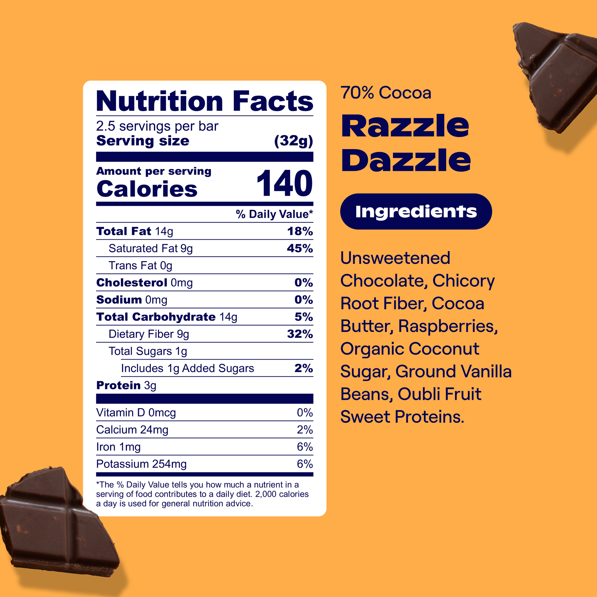 Dark Chocolate Razzle Dazzle Bars - Oobli Dark Chocolate Razzle Dazzle Bars - Oobli